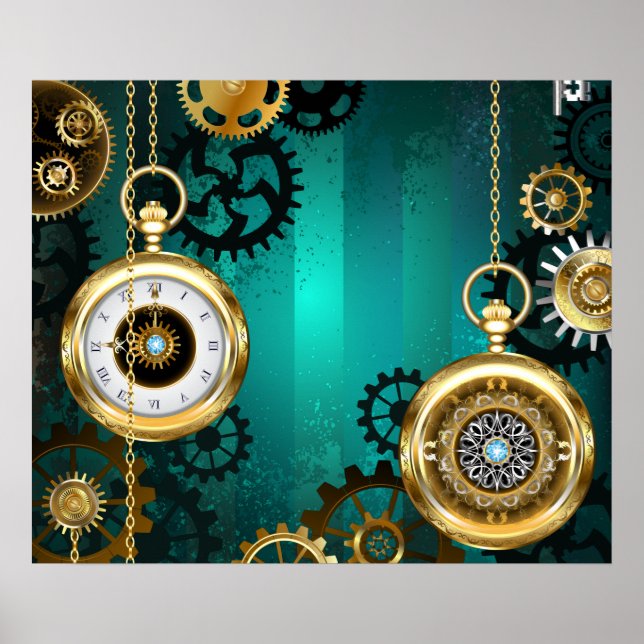 Affiche Veille bijoux Steampunk sur un Arrière - plan vert (Devant)