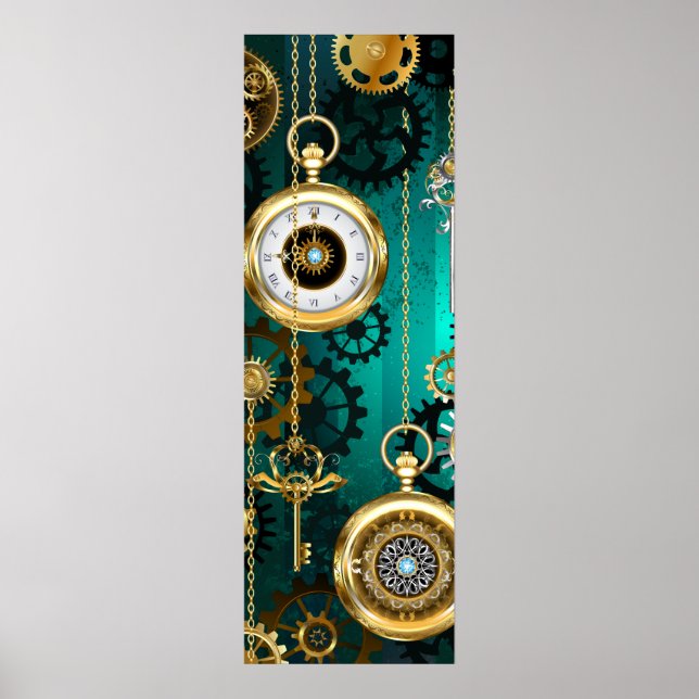 Affiche Veille bijoux Steampunk sur un Arrière - plan vert (Devant)