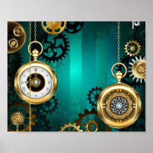 Affiche Veille bijoux Steampunk sur un Arrière - plan vert