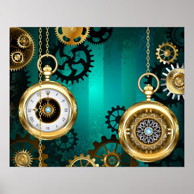 Affiche Veille bijoux Steampunk sur un Arrière - plan vert (Devant)