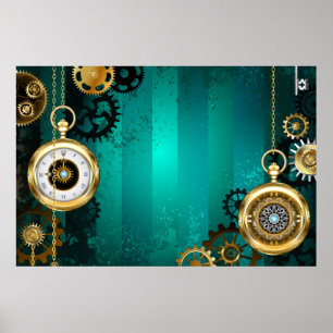 Affiche Veille bijoux Steampunk sur un Arrière - plan vert