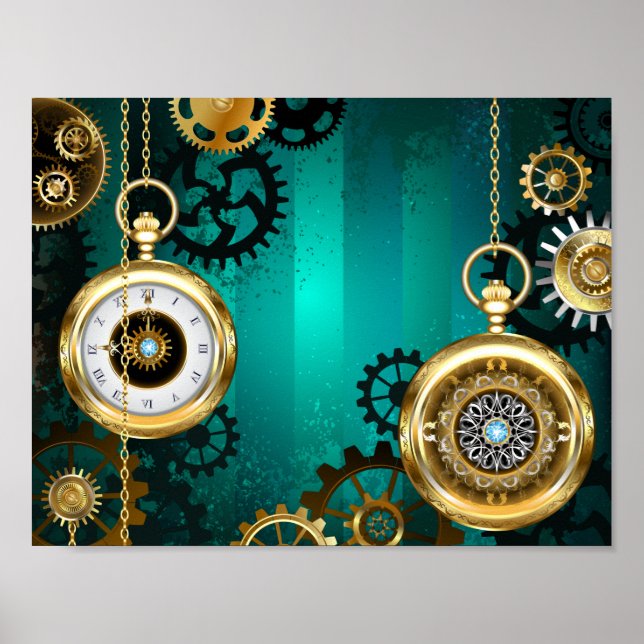Affiche Veille bijoux Steampunk sur un Arrière - plan vert (Devant)