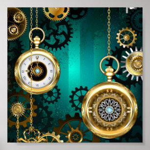 Affiche Veille bijoux Steampunk sur un Arrière - plan vert