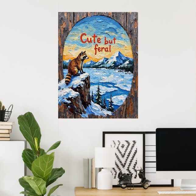Affiche Veille hivernale : Raccoon par Frozen Waters (Bureau à domicile)