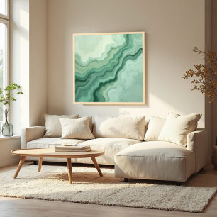 Affiche Veine minérale verte Sage Abstraite - biologique m