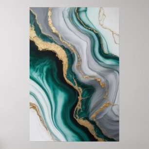 Affiche Veines d'émeraude : Flux de marbre Abstrait ✨ 💚 �