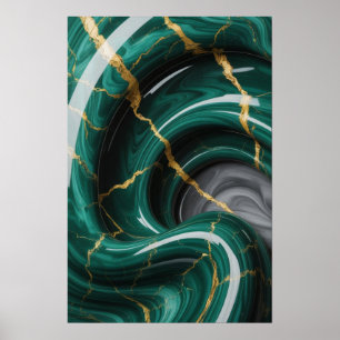 Affiche Veines d'émeraude : Flux de marbre Abstrait ✨ 💚 �