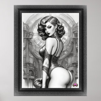 Affiche Velaria Retro Age Pin Up Girl Portrait