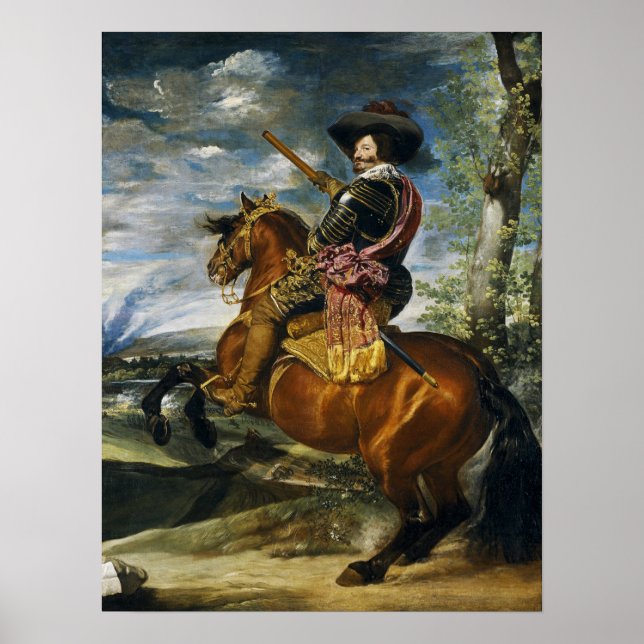 Affiche Vélasquez - Gaspar De Guzmán Olivares à cheval (Devant)