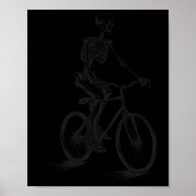 Affiche Vélo à cheval Scary Halloween Skeleton Biker (Devant)