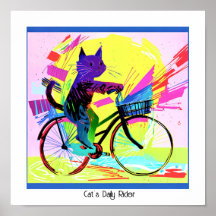Vélo Abstrait Pop Art Cat Riding