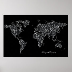 Affiche vélo autour du monde, vélo