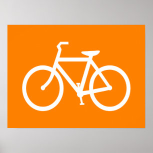 Affiche Vélo blanc et orange