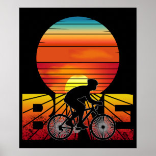 AFFICHE VÉLO CYCLISME COUCHER DE SOLEIL