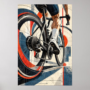 Affiche Vélo de cyclisme sur route gros plan géométrique m