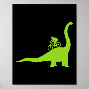 Affiche Vélo de Montagne Dinosaure Cycliste Mtb