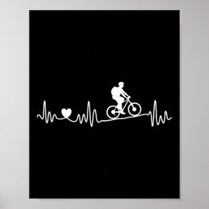 Affiche Vélo de Montagne Mtb Battement de Coeur J'adore le