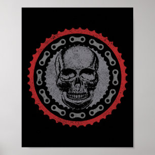 Affiche Vélo de Montagne Mtb Crâne Vélo Vtt Biking Cadeau