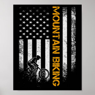 Affiche Vélo de montagne Usa vintage Drapeau américain de