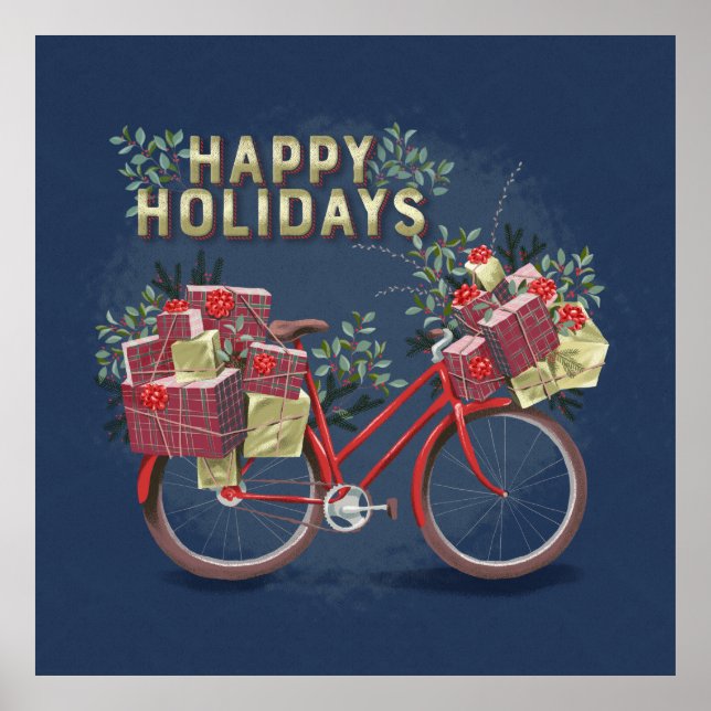 Affiche Vélo de Noël rouge avec présentateurs (Devant)