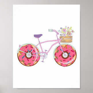 Affiche Vélo Donuts - Bicyclette amusante avec Roues Dough