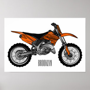 Affiche Vélo droit hors route moto / motocross dessin anim
