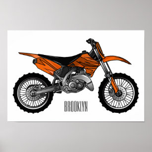 Affiche Vélo droit hors route moto / motocross dessin anim