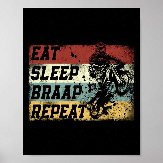 Affiche Vélo droit Motocross Manger Sleep Braap Répéter Vi (Devant)