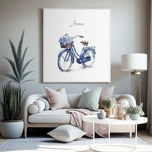 Affiche Vélo en Delft Blue personnalisable (Créateur téléchargé)