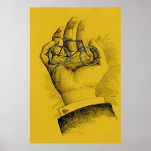 Affiche Vélo humoristique de bicyclette jaune vintage de