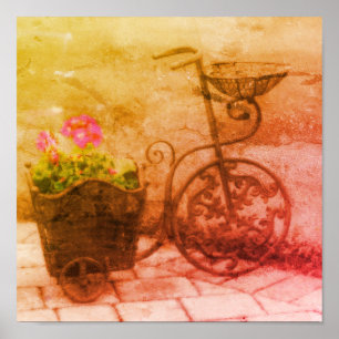 Affiche Vélo Jardin Fleur Art Perdu