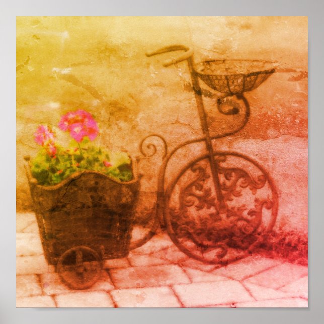 Affiche Vélo Jardin Fleur Art Perdu (Devant)