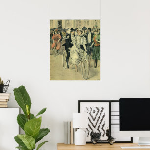 Affiche Vélo neuf mariée et mariée Mariage victorienne