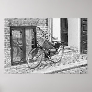 Affiche Vélo Noir Avec Grande Panier, Copenhague, Danemark