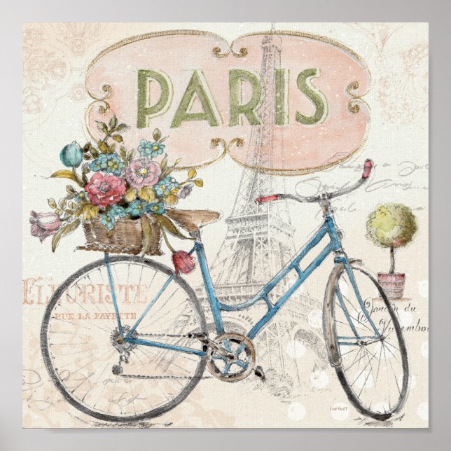 Affiche Vélo Paris Fleurs (Devant)