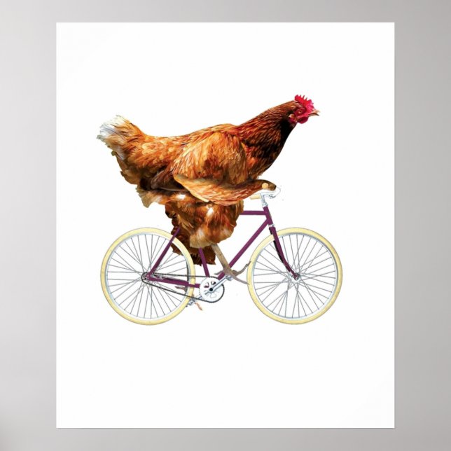 Affiche Vélo Quirky Chicken équitation (Devant)