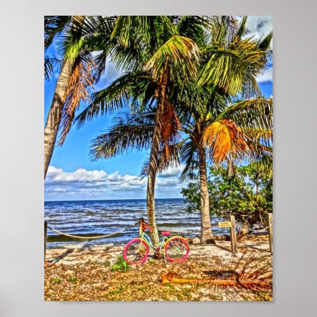 Affiche Vélo sur Beach Pine Island Floride Art imprimable (Devant)