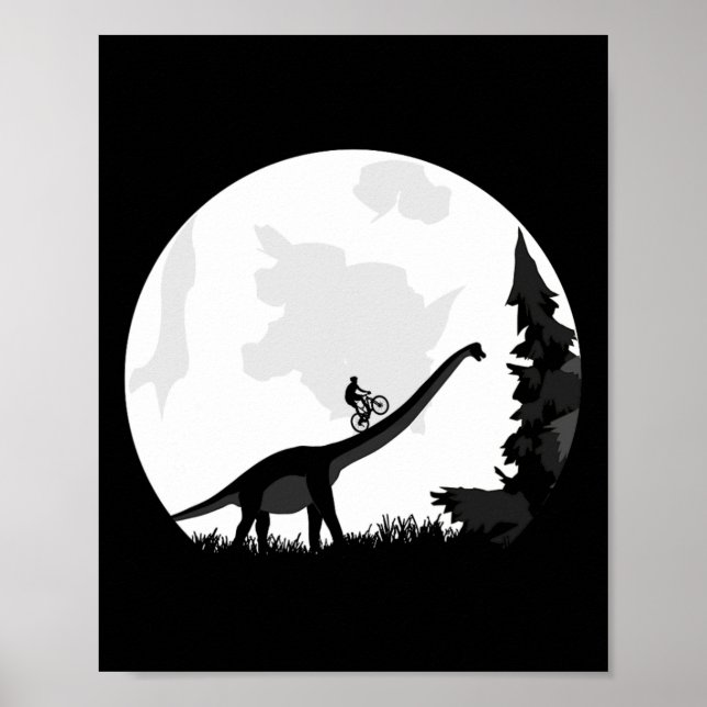 Affiche Vélo sur une silhouette de lune de dinosaure Mtb M (Devant)