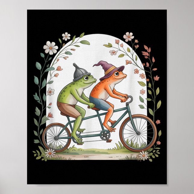 Affiche Vélo tandem motivationnel cyclisme grenouille (Devant)