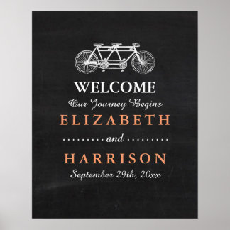 Affiche Vélo Tandem Sur Mariage Chalkboard