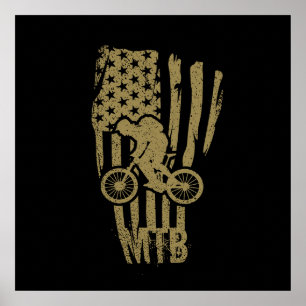 Affiche Vélo tout terrain drapeau américain Mtb patriotiqu