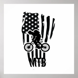 Affiche Vélo tout terrain drapeau américain Mtb patriotiqu