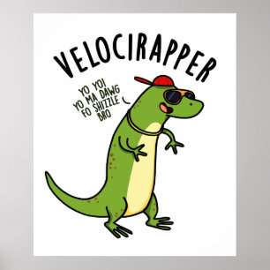 Affiche Veloci-rapper Dinosaure Drôle