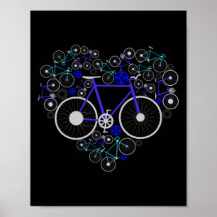 Affiche Vélos Cœur Mignon Mtb Route Course Amoureux Drôle