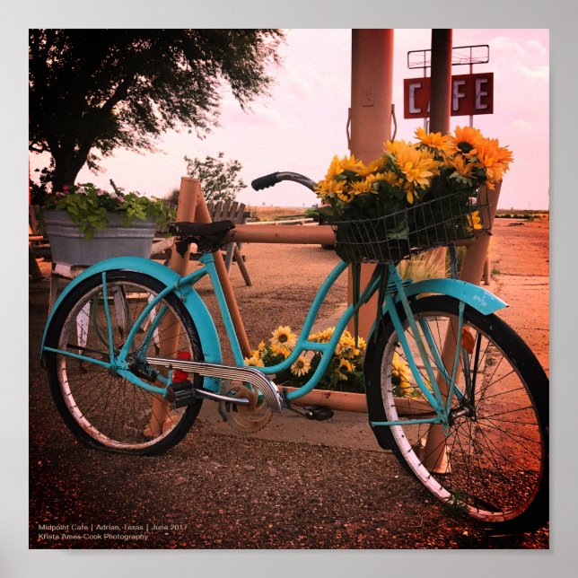 Affiche Vélos et tournesols au Midpoint Cafe, Route 66 (Devant)