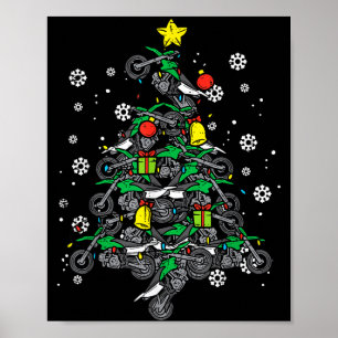 Affiche Vélos tout terrain arbre de Noël Xmas Motocross Ho