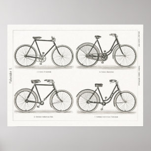 Affiche Vélos vintages Art Meyers Konversations Lexikon