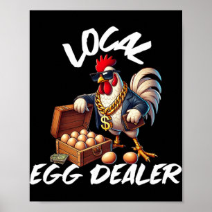 Affiche Vendeur d'oeufs local poule rétro drôle agriculteu