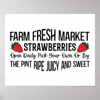 Affiche Vendeurs de fraises du marché