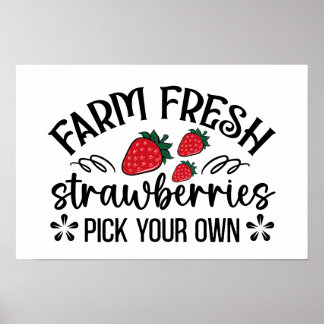 Affiche Vendeurs de fraises fraîches